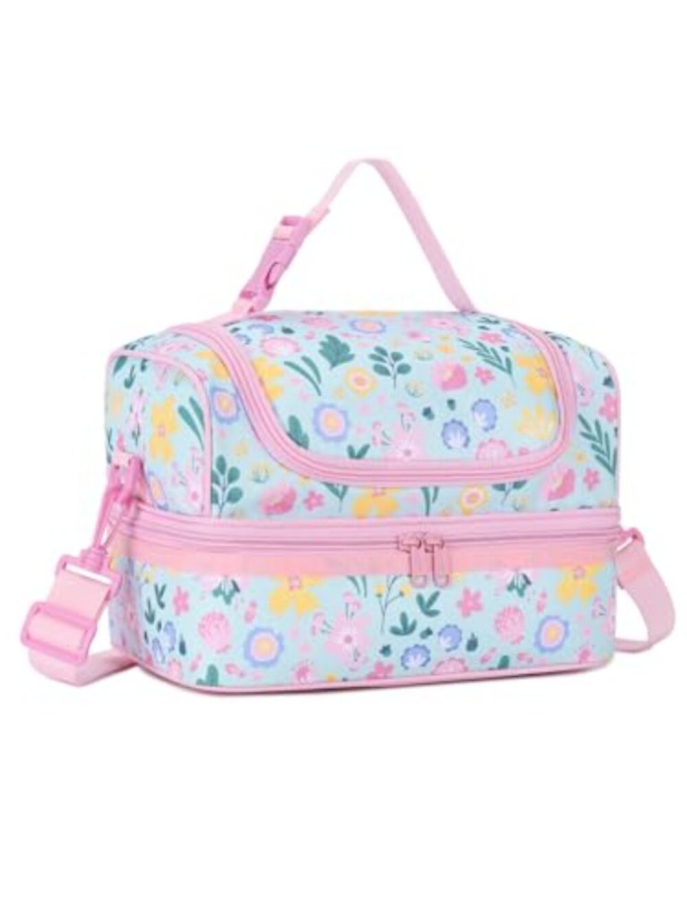 Insulated Double Decker Lunch Bag Tote Polyester Water-Resistant
